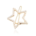 Elegante fermaglio per capelli a forma di stella dorata con perle bianche lucide - Stile Perla / Oro