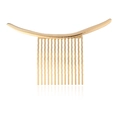 Minimalist polished golden metal hair comb with curved bar and wavy teeth design - Gold