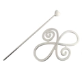 Set di accessori per capelli in lega d'argento con bacchetta a cuore e nodo a spirale - Stile Cuore Texture Lucida / Argento