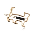 Barrette à cheveux chat chien évidée en alliage doré poli avec épingle à cheveux ondulée - Or Avec Tube Noir