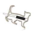 Barrette à cheveux chien Scottie en métal mat argenté avec embout antidérapant - Argent Brouillard avec manchon noir