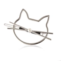 Fermaglio per capelli a gatto traforato in argento con perla e cornice metallo - Argento (Tubo Nero)