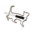 Pince à cheveux en métal argenté poli en forme de chien avec embout en caoutchouc - Argent Avec Tube Noir