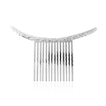Minimalist silver metal hair comb with textured hammered U-shaped top for women's updos - Hammered Silver