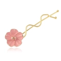 Fermaglio per capelli a fiore di ciliegio rosa con spilla ondulata dorata - Rosa