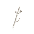 Minimalist silver branch hair clip with small flowers on a white background - Silver