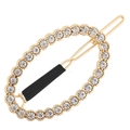 Eleganter goldener ovaler Haarclip mit funkelnden Strasssteinen und mattem Finish - Oval KC-Gold