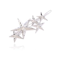 Fermaglio per capelli in metallo argento lucido con cinque stelle concave in fila - Argento
