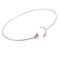 Gepolijste zilveren open armband met minimalistisch ster- en maanontwerp, verstelbaar - Bangle / Zilver