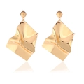 Orecchini artistici in oro con lamina di metallo stropicciata e perno a semisfera - Stile con Perno a Sfera (Oro)