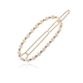 Elegante fermaglio per capelli in metallo dorato con perle ovali su sfondo bianco - Oro