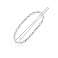 Elegante fermaglio ovale con perle bianche e base in metallo argento per acconciature - Argento Opaco