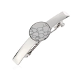 Fermaglio per capelli in metallo argento con pietra rotonda in marmo bianco intarsiata - Argento, Turchese Bianco