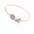 Bracelet jonc ouvert or rose avec pierres de marbre blanc rondes et triangulaires - Or Rose with Pierre Blanche