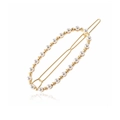 Fermaglio ovale dorato con perle finte per donne elegante accessorio per capelli - Oro Opaco
