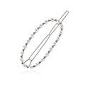 Elegante fermaglio ovale con perle sintetiche bianche e base in metallo argentato - Argento