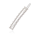 Elegante fermaglio per capelli rettangolare in argento con perle bianche su base in metallo - Argento Opaco