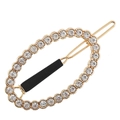 Elegante horquilla de pelo ovalada dorada con pedrería brillante y agarre antideslizante seguro - Ovalado Oro Mate