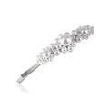 Elegante fermaglio per capelli fatto a mano con perle bianche e base in metallo argento - Piccolo / Argento