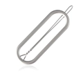 Fermaglio per capelli ovale in metallo argento con design geometrico minimalista - Argento Opaco