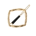Detailed macro view of the irregular geometric square hair clip with hammered gold finish - Irregular Hammered Style / Gold