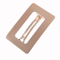Minimalist large rectangular hollow hair clip in elegant rose gold brushed metal finish - Brushed Rose Gold
