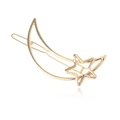 Fermaglio per capelli minimalista dorato con luna e stella per donne in metallo elegante - Oro