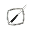 Macro detail of silver geometric square hair clip with textured hammered metal finish - Irregular Hammered Style / Silver