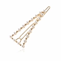 Fermaglio per capelli a triangolo dorato con perle bianche eleganti e finitura lucida - Oro
