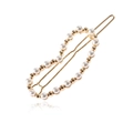Pasador de pelo corazón dorado con perlas blancas incrustadas en metal pulido - Estilo Corazón / Dorado
