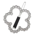 Elegante horquilla de flor plateada con diamantes de imitación y funda antideslizante - Trébol de Cuatro Hojas, Plata