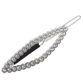 Pinza para el cabello plateada con brillantes diamantes en elegante diseño ovalado - Rombo Largo Plateado Mate