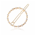 Elegante fermaglio per capelli circolare con base dorata e perle bianche su sfondo bianco - Oro Opaco