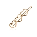 Fermaglio per capelli dorato minimalista con tre cuori vuoti in fila lineare - Oro