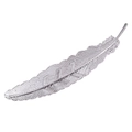 Silver feather hair clip with textured metal details on a minimalist white background - Silver