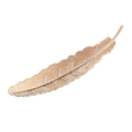 Elegant golden feather hair clip with detailed metallic texture on white background - Gold