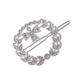 Fermaglio vintage argento a corona di foglie con farfalla di cristallo e perle - Stile Strass Argento