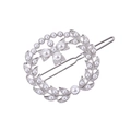 Fermaglio per capelli vintage a ghirlanda con perle bianche e strass su fondo bianco - Stile Perla Tono Argento