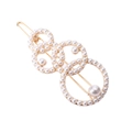 Elegant gold hollow rings hair clip with overlapping pearls and rhinestones design - Gold - Pearl Style