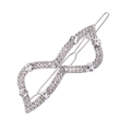 Pasador de pelo infinito plateado brillante con pedrería y perlas sobre fondo blanco - Estilo Strass Plateado