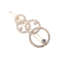 Elegant gold hair clip with overlapping hollow rings and sparkling rhinestones inlay - Gold Rhinestone Style