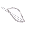 Elegant hollow leaf hair clip in silver finish with sparkling rhinestones for women - Silver Rhinestone Style
