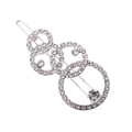 Silver hollow overlapping ring hair clip with rhinestones and geometric design - Silver Rhinestone Style