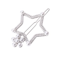 Star-shaped hair clip with hollow silver metal frame and white faux pearl inlay - Silver Tone Pearl Style