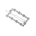 Eleganter silberner rechteckiger Haarclip mit glitzernden Strasssteinen auf weißem Grund - Silber Strassstil