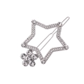 Sparkling silver star hair clip with hollow petal flower and inlaid rhinestones - Silver Rhinestone Style