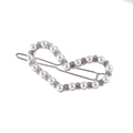Fermaglio per capelli a cuore con perle e strass su montatura in metallo argento - Argento (Con Perla Artificiale)