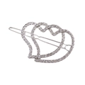 Sparkling double heart rhinestone hair clip with silver metal base for women's hair - Silver Rhinestone Style
