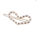 Elegante fermaglio per capelli a cuore dorato con perle bianche e strass brillanti - Oro (Stile Perla)