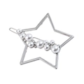 Fermaglio a stella con perle bianche e strass brillanti su montatura in metallo argento - Stile Argento con Perla